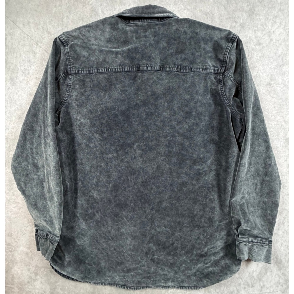 Lucky Brand Womens XL Velvet Western Shirt Charcoal Gray Snap Front Shacket - Picture 2 of 10
